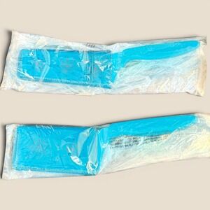 Kuhn Rikon Slice & Serve Knives Set of 2 with Sheaths Blue NEW QVC